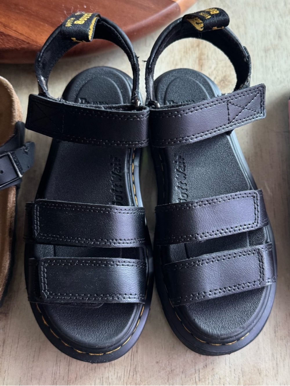 Dr. Martens Kids Black Triple-Strap Velcro Sandals